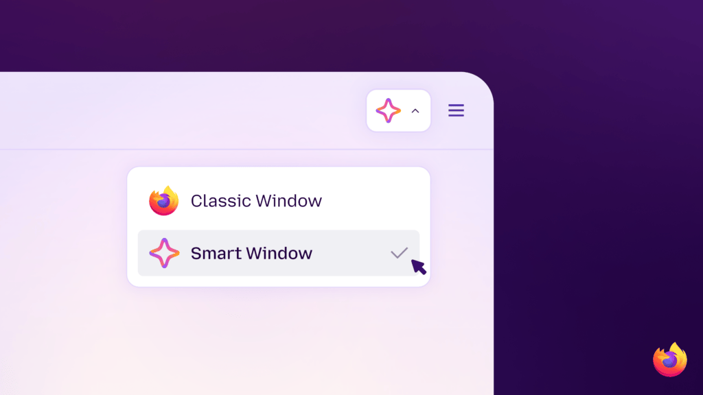 Mozilla Blog official Firefox Smart Window image showing the beta AI browsing workspace