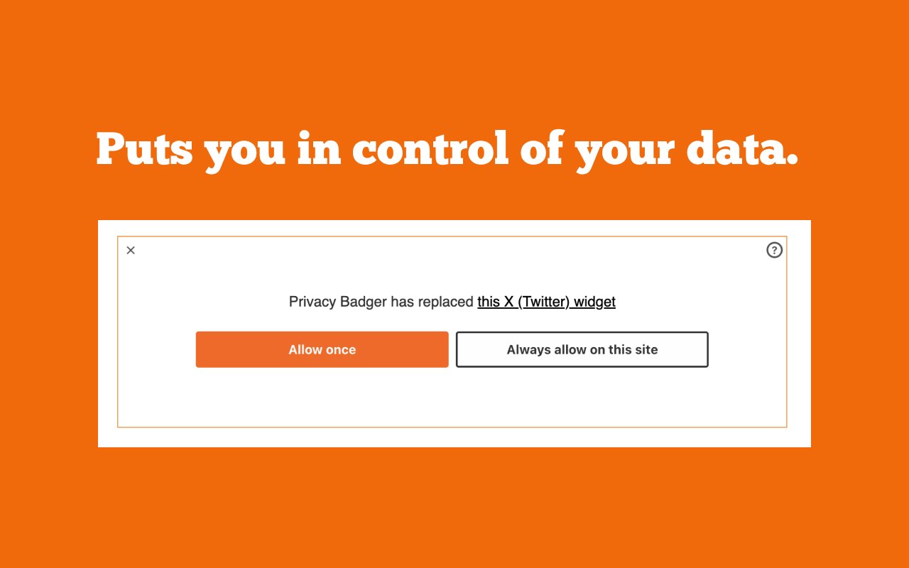 オレンジの背景に、X（Twitter）のウィジェットを置き換えた案内と「Allow once」「Always allow on this site」のボタンがある白いパネル。