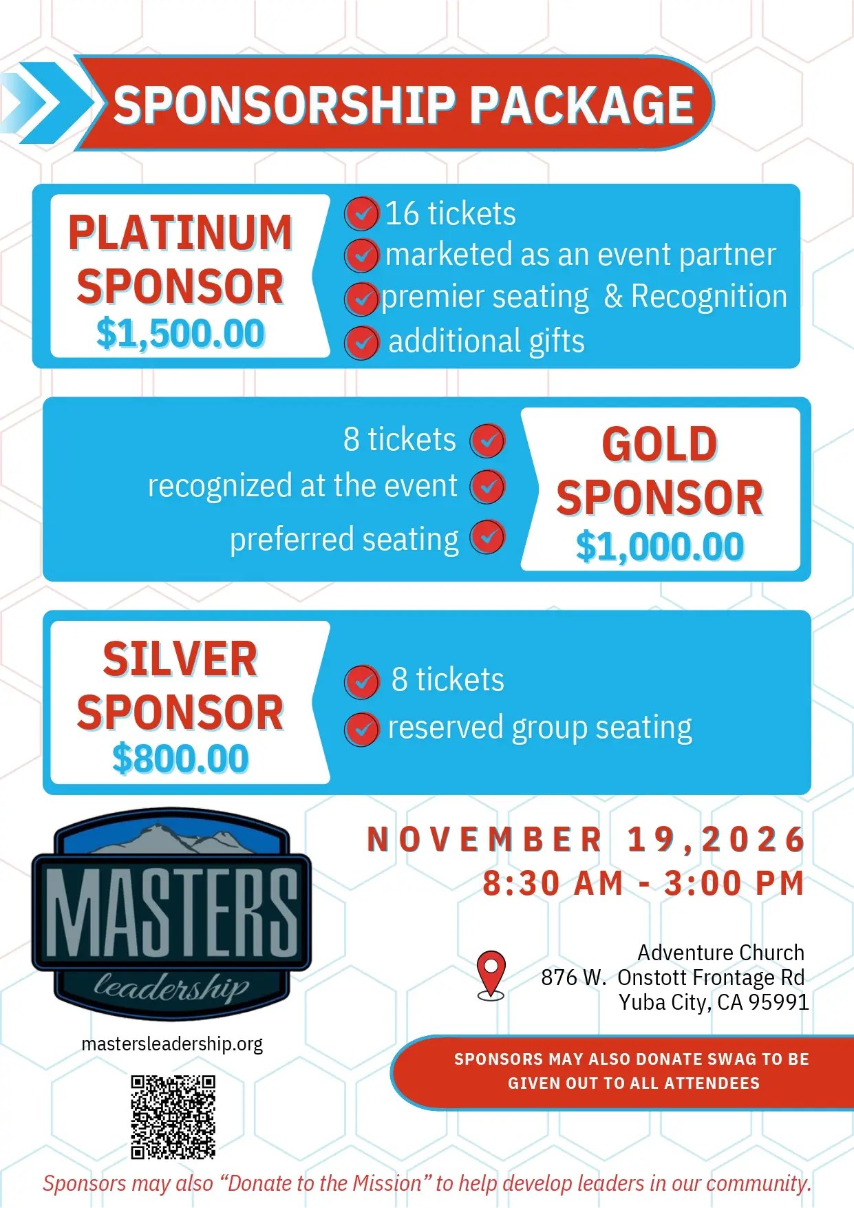 Sponsorship Package infographic showing Platinum ( alt=