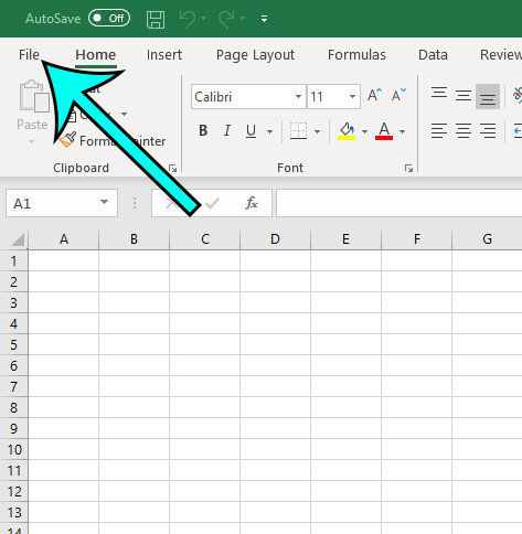 open the excel file menu