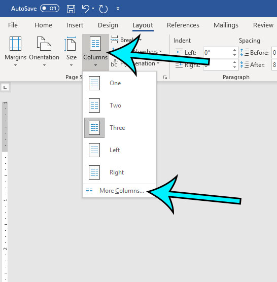 how to reduce the number of columns in word