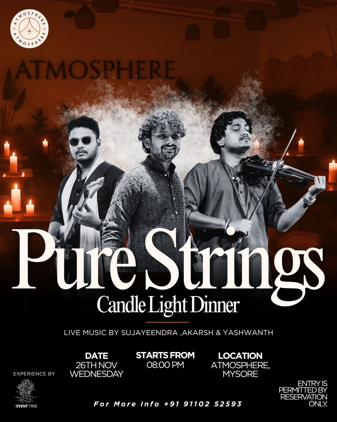 Pure Strings Candle Light Dinner – Live Music at Atmosphere