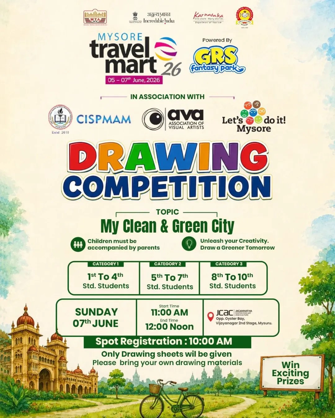 Mysore Travel Mart Drawing Competition, Drawing Competition in Mysore 2026, Jagannatha Center for Art and Culture, Kids events in Mysuru, events in mysore
