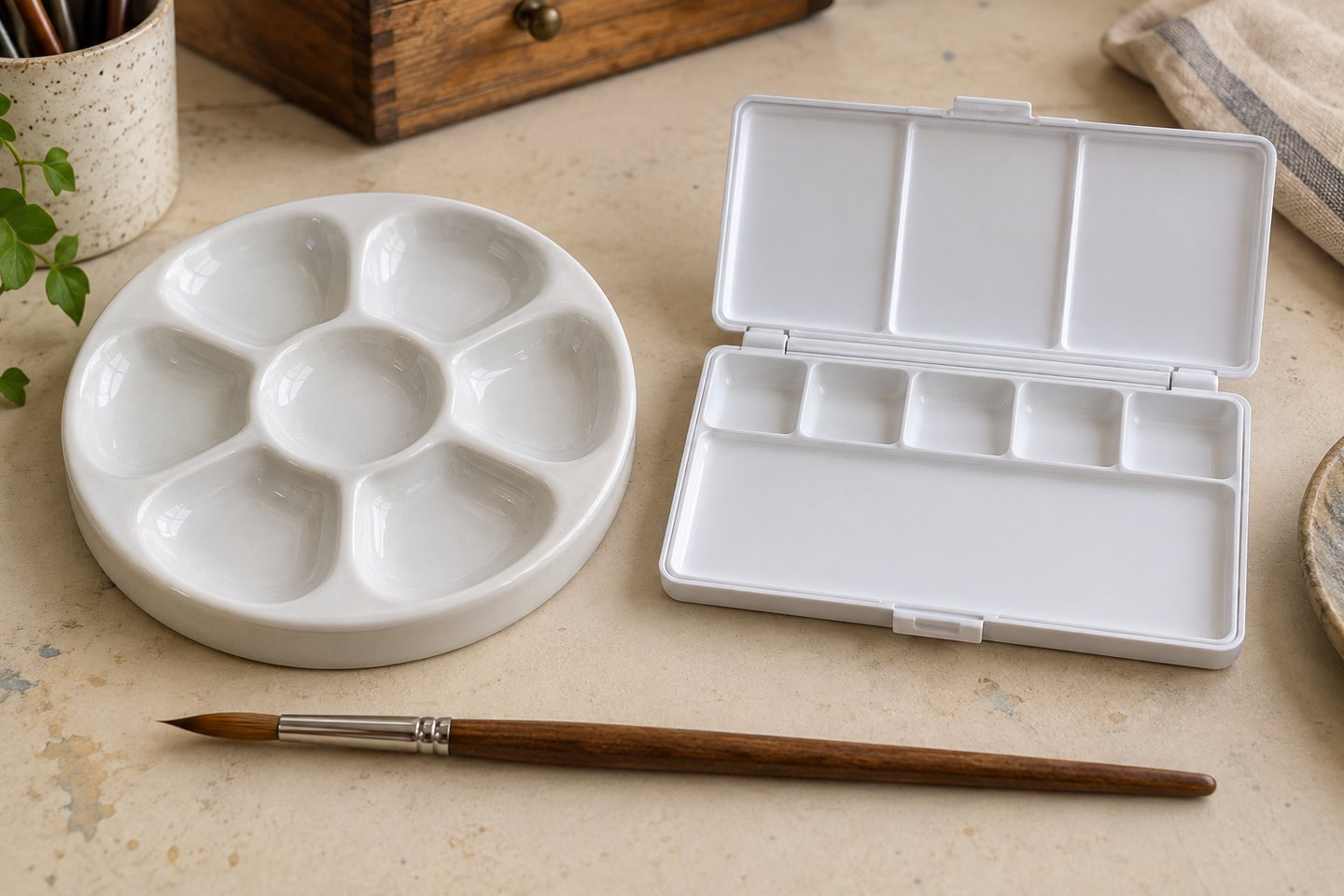 Ceramic vs Plastic Watercolor Palettes: What Changes in Use illustration