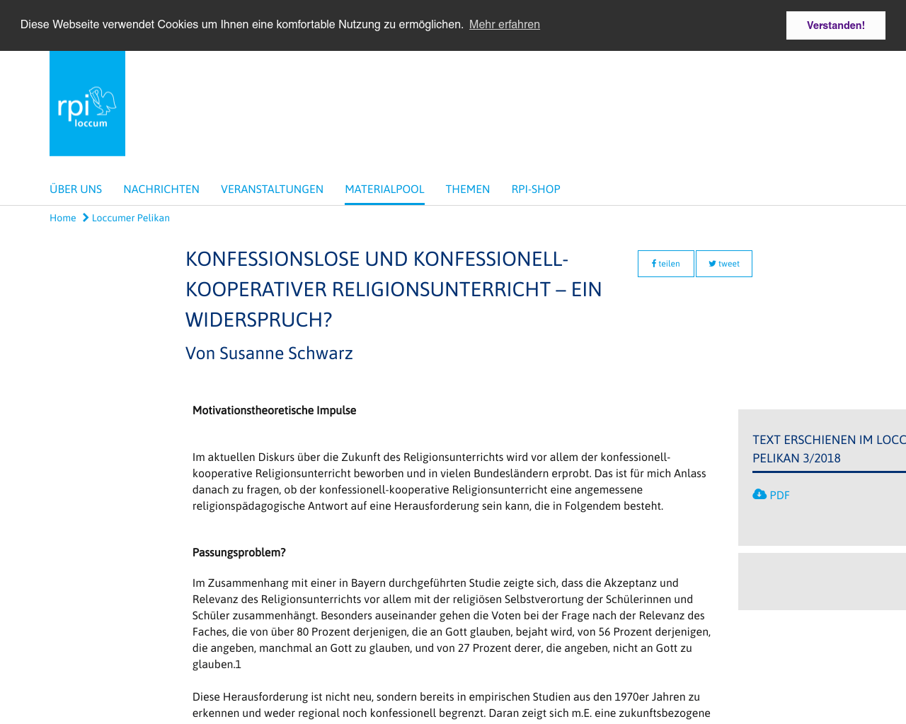 Konfessionslose Und Konfessionell Kooperativer Religionsunterricht Ein Widerspruch Material