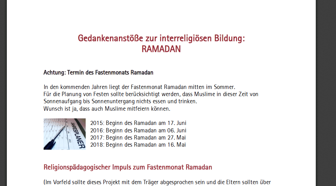 Interreligioses Lernen Material