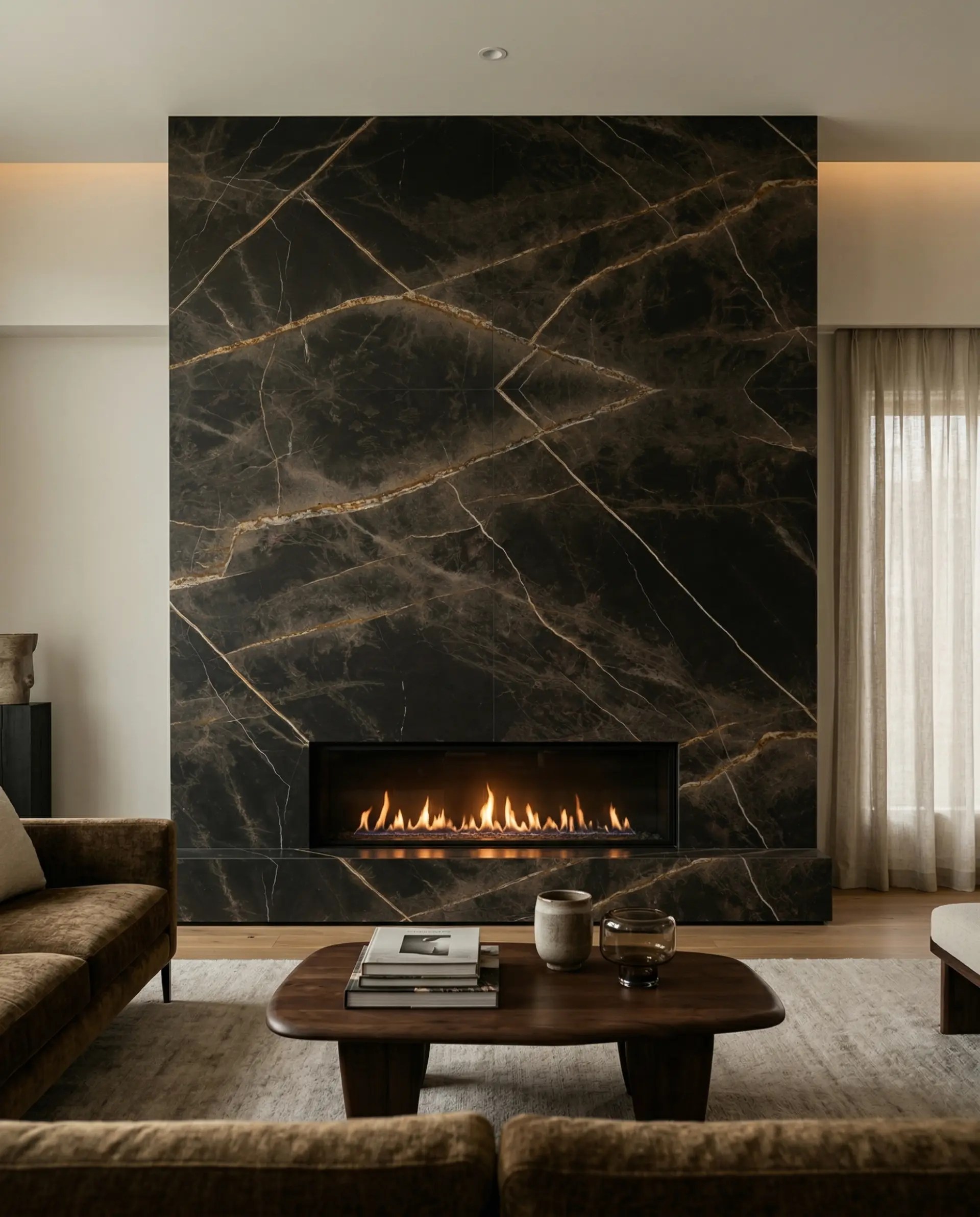 Calacatta Noir inspiration – Fireplace