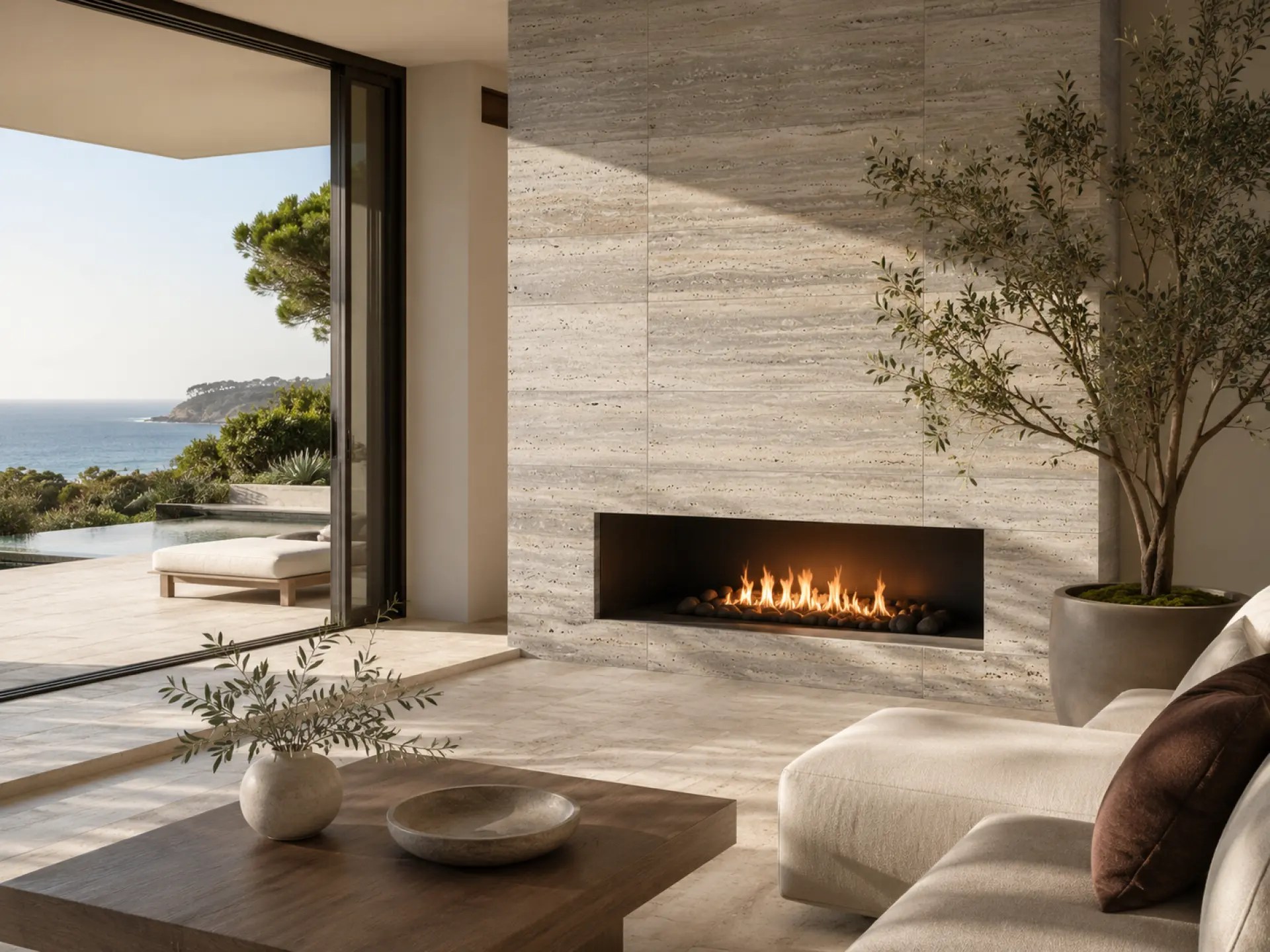 Silver Travertine Unfilled inspiration – Fireplace