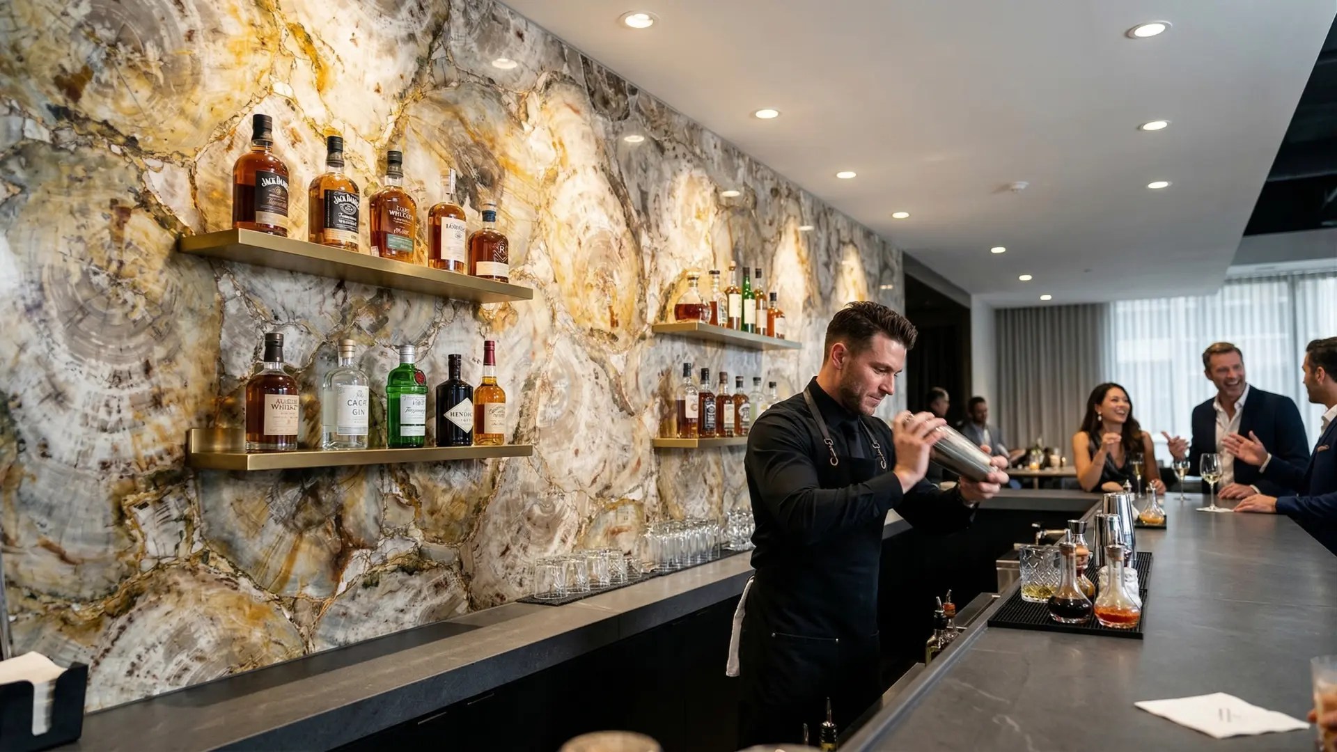 Beige Petrified Wood With Gold inspiration – Commercial Bar