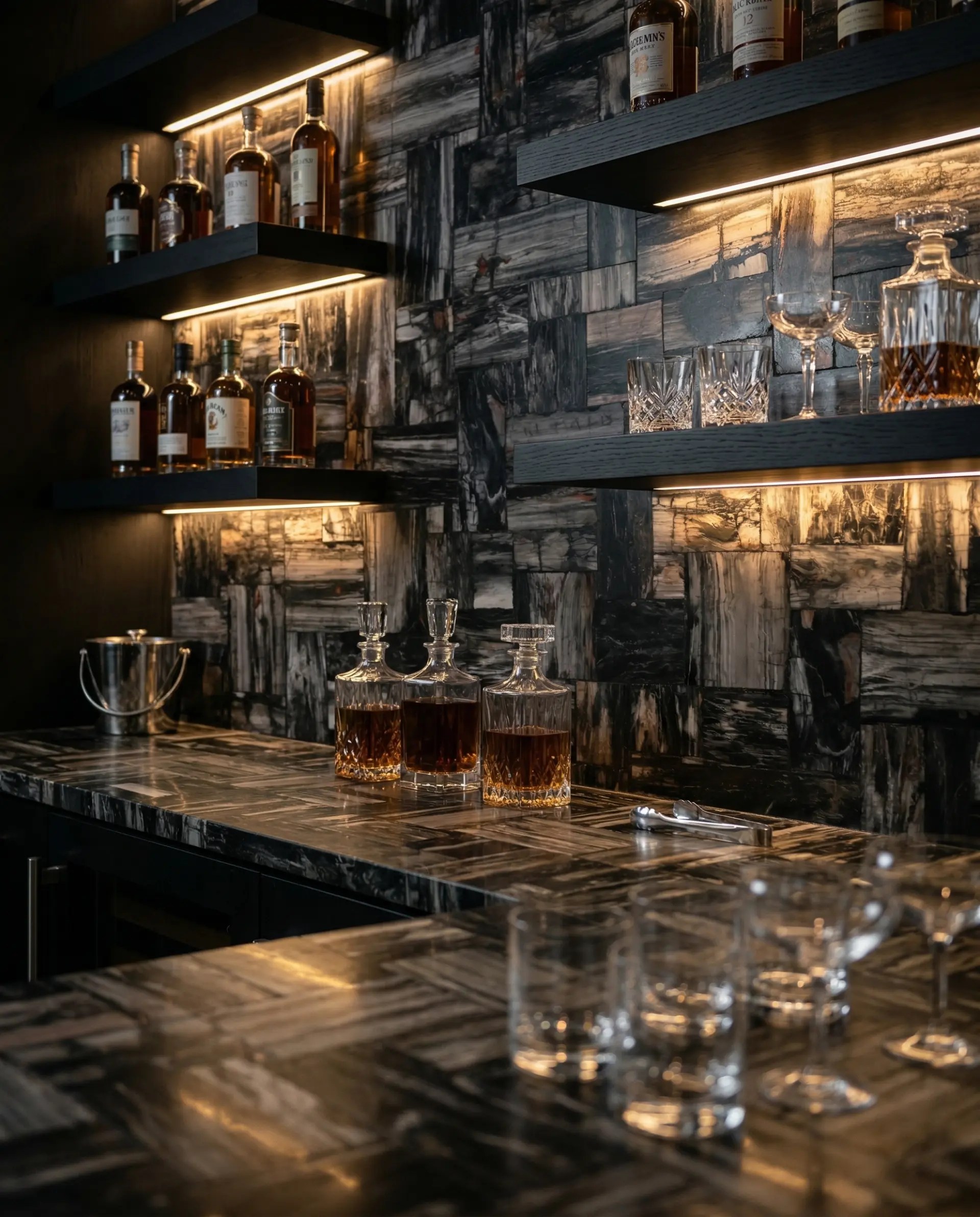 Black Petrified Wood Retro inspiration – Wet Bar
