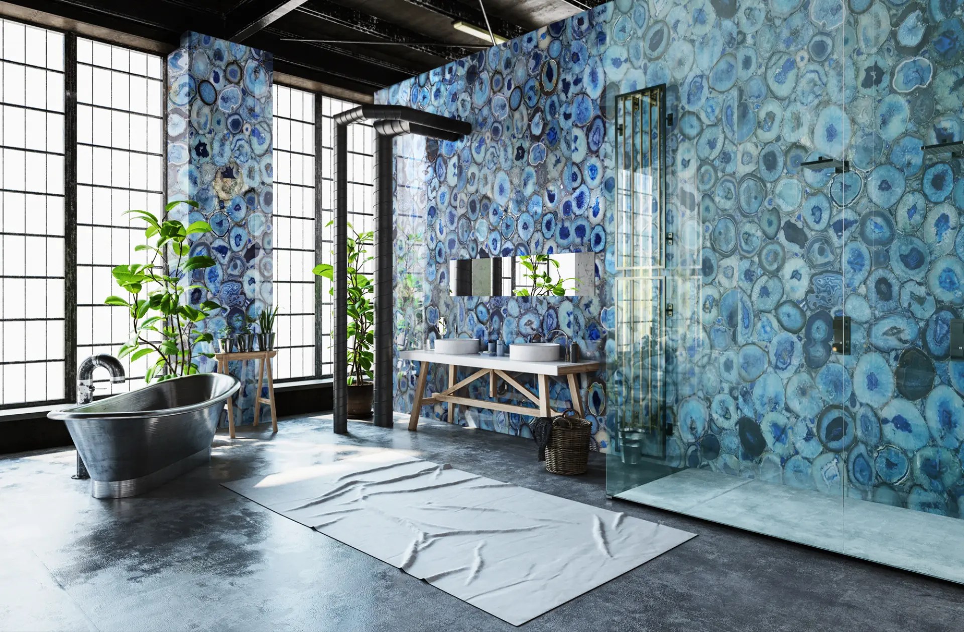 Blue Giant Agate inspiration – Bathroom