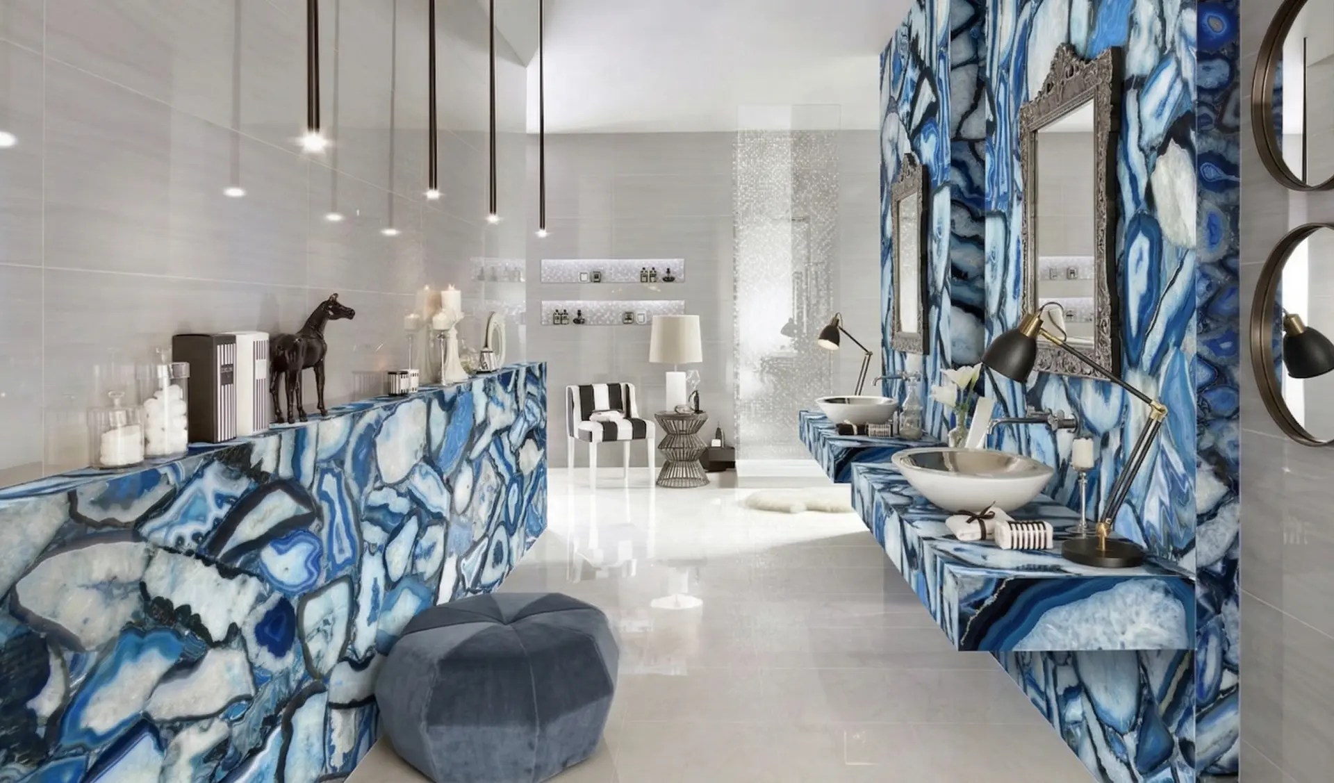 Blue Giant Irregular Shape Agate inspiration – Bathroom
