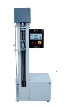 This image shows a tensile testing machine that measures mechanical properties, such as tensile and yield strengths, during ASTM A6 testing.