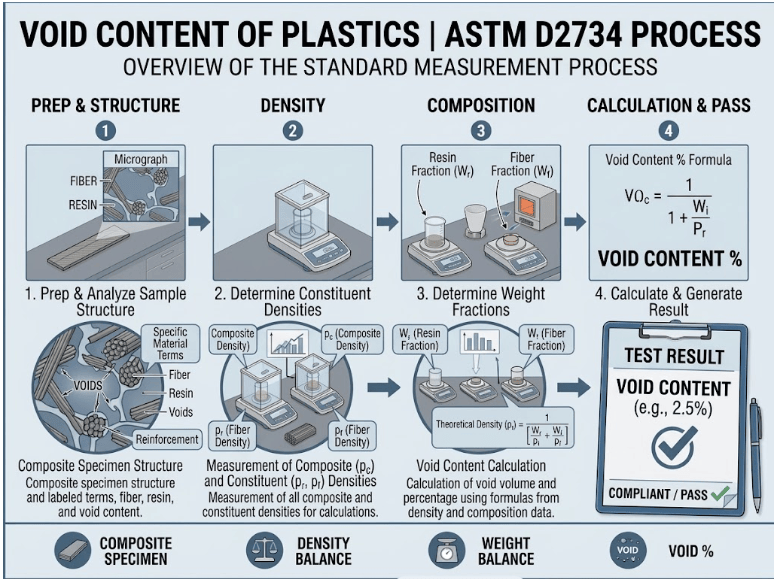 This image shows reinforced-plastic specimens being evaluated to determine void content according to ASTM D2734.