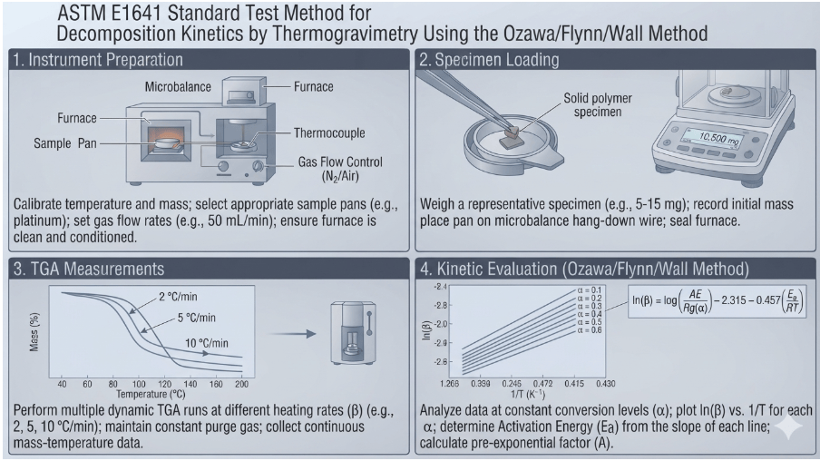  This image depicts a thermogravimetric analyzer used to measure decomposition kinetics as per ASTM E1641.