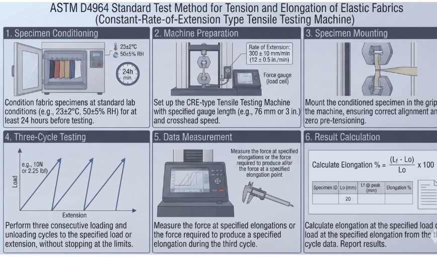  This image shows a CRE-type tensile testing machine used to determine tensile strength as per ASTM D4964.