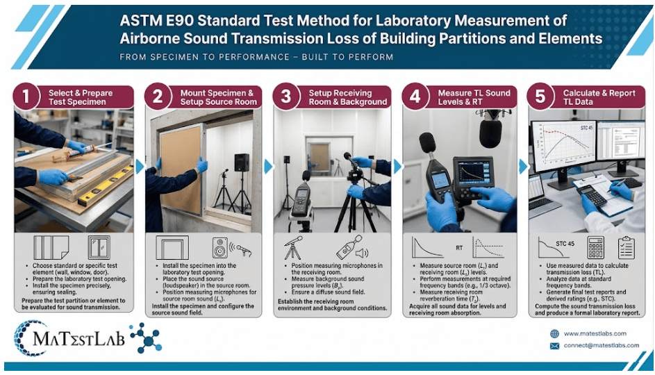  Building partition installed between two reverberation rooms for ASTM E90 airborne sound transmission loss testing.