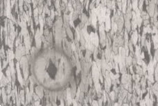 The image shows microscopic nonmetallic inclusions analyzed during steel quality control.