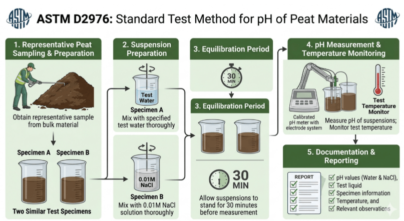 This image depicts a pH meter used to check the pH of peat as per ASTM D2946.
