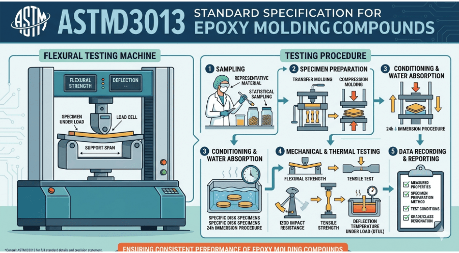 This image depicts a universal testing machine used for flexural testing as per ASTM D3013.