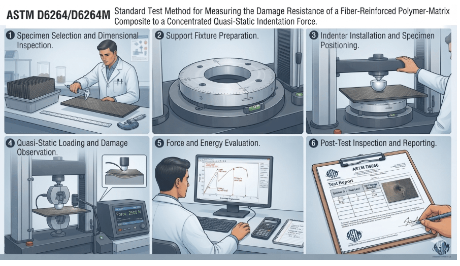 This image shows a hemispherical indenter used to determine the damage resistance of a fiber-reinforced polymer as per ASTM D6264.