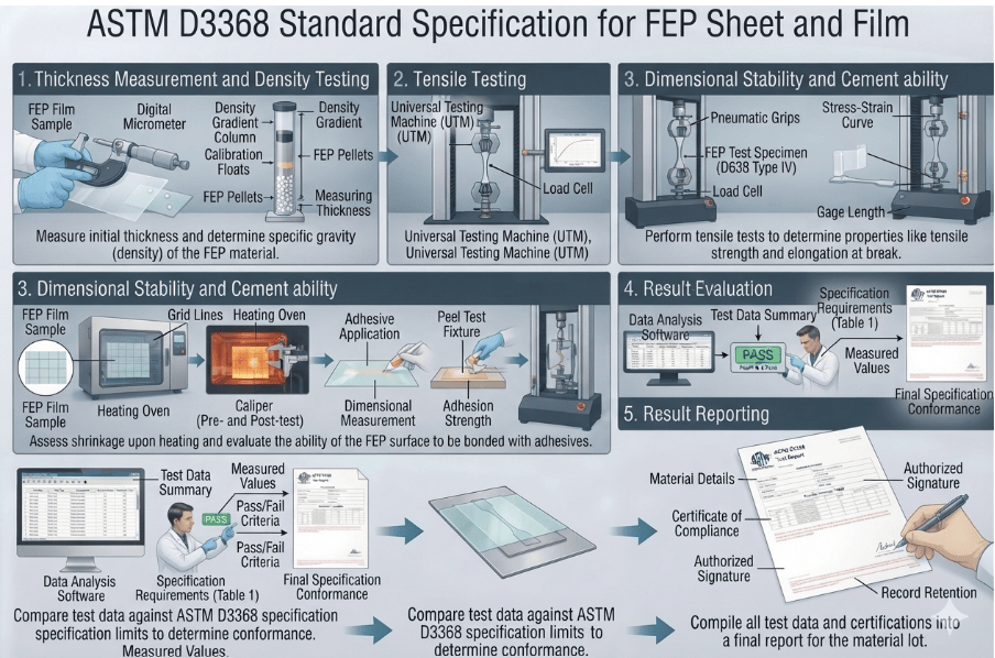 This image shows a universal testing machine used to determine FEP sheet and film as per ASTM D3368.