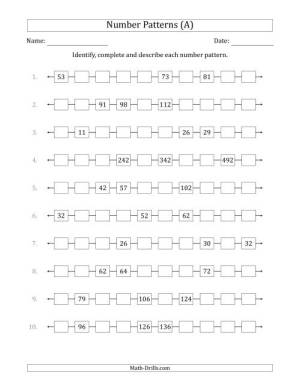 number increasing random patterns math numbers describing identifying continuing shown worksheet