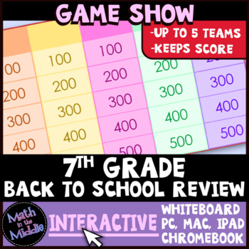 Want to improve your math skills or just keep them fresh in your mind over the summer? 7th Grade Math Back To School Review Game Show Math Review Games For The Middle School Classroom