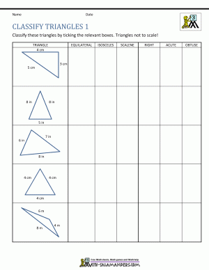 worksheets angles triangles math classifying geometry grade worksheet 3rd sides printable classify quadrilaterals salamanders key pdf printables answers practice angle