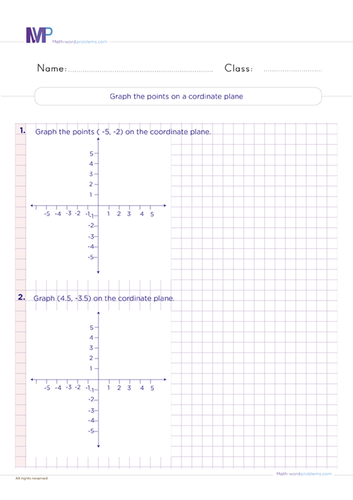 Coordinate plane worksheets grade 6