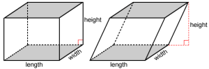 prism rectangular math volume shape base oblique shapes perpendicular