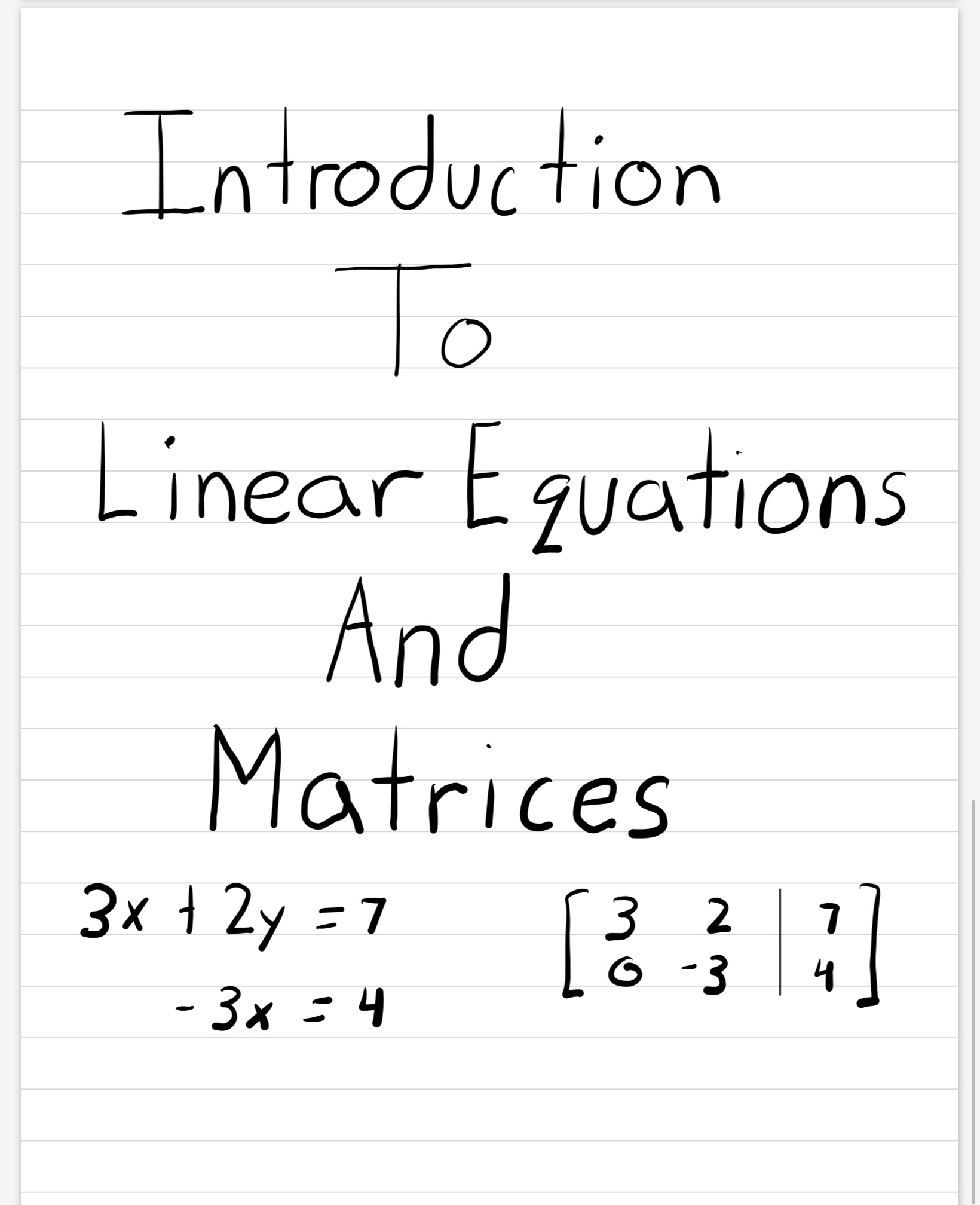 Introduction to Linear Equations and Matrices