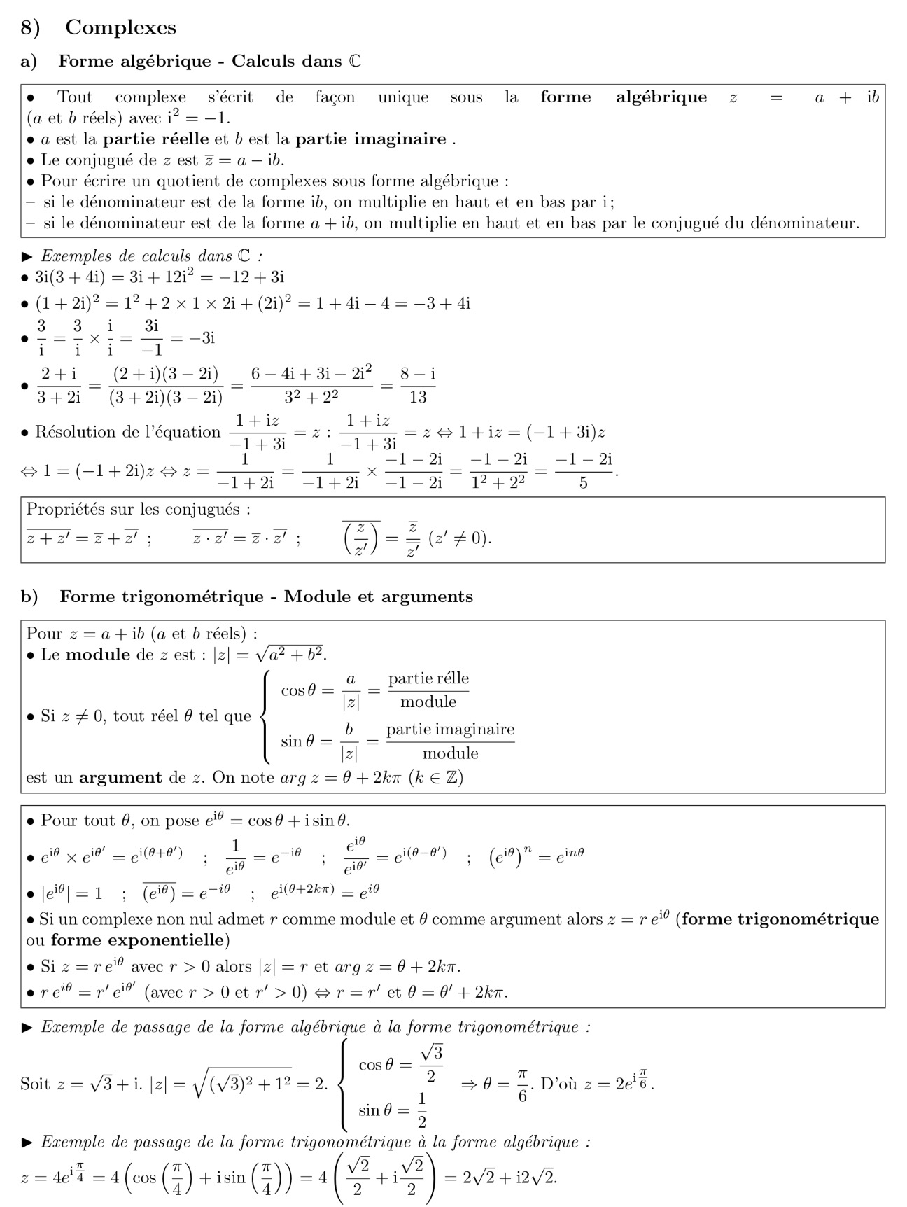 MathBox - Fiche sur les formes d’un nombre complexe