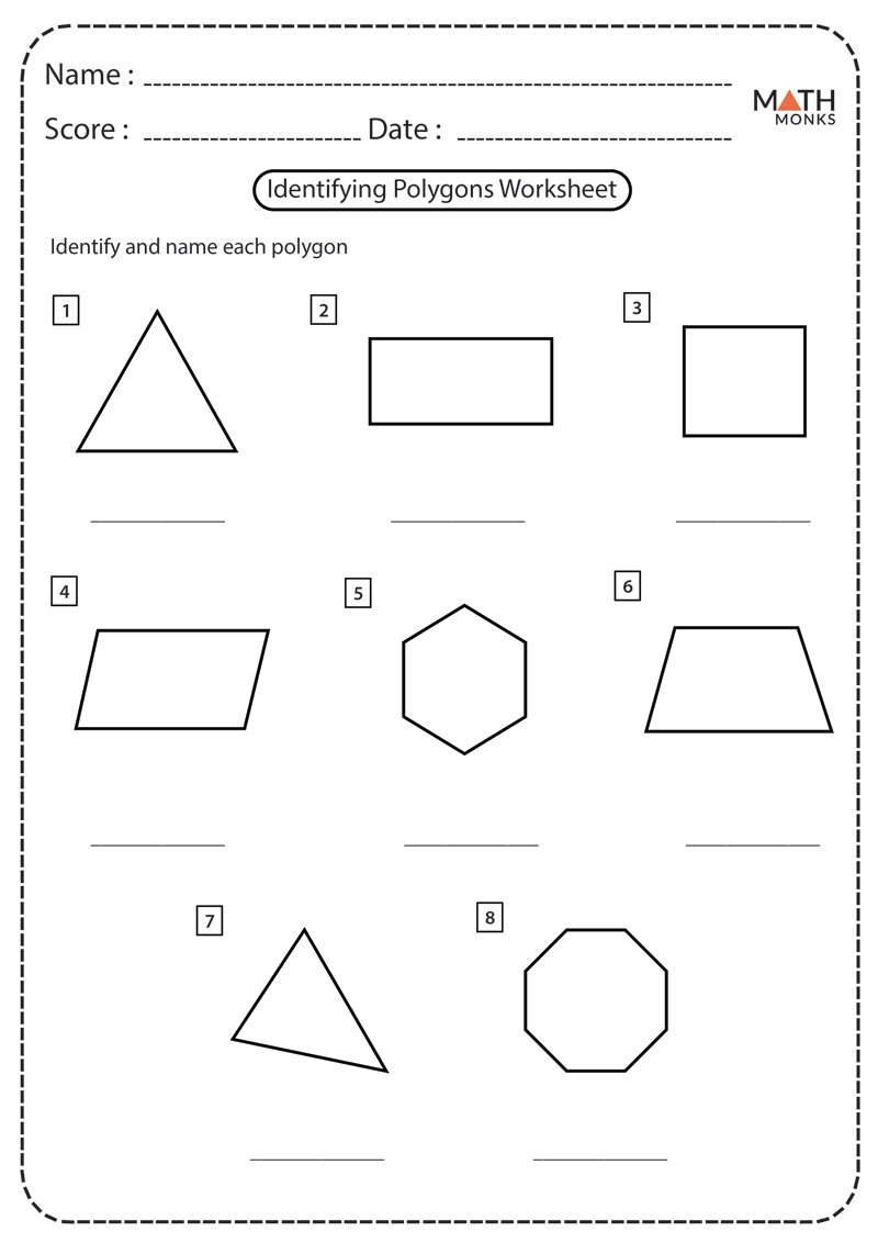 Identifying polygons worksheet math practice workshee