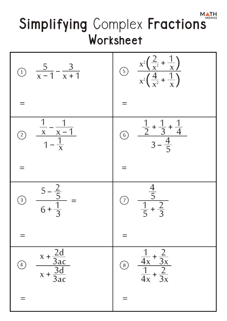 Simplifying fractions worksheets