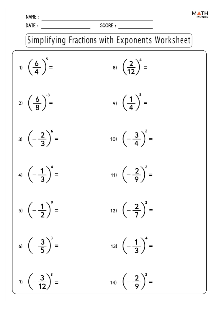 Simplifying fractions worksheets