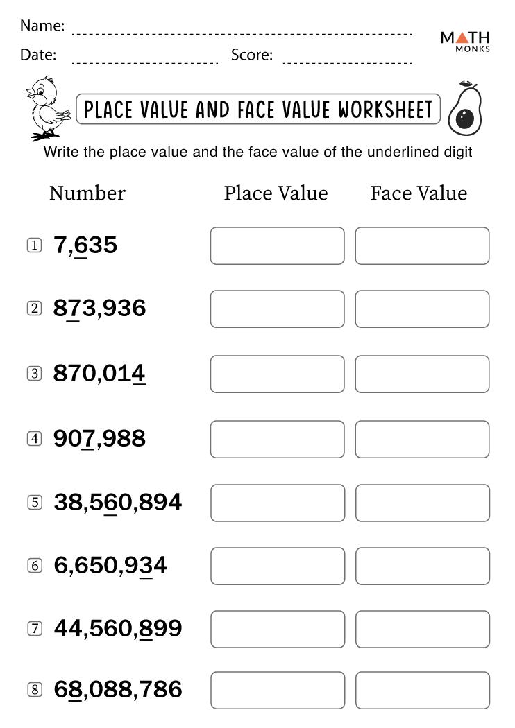 Place value worksheets with answer key