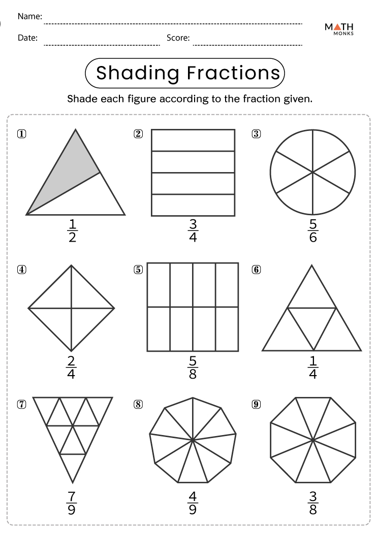 Fraction coloring worksheets