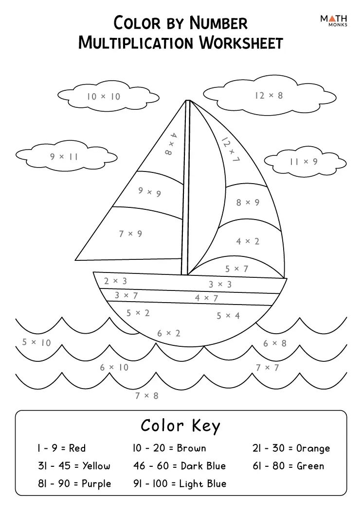 Multiplication Coloring Worksheets Math Monks - Gradient Arts - Beautiful HD Collection