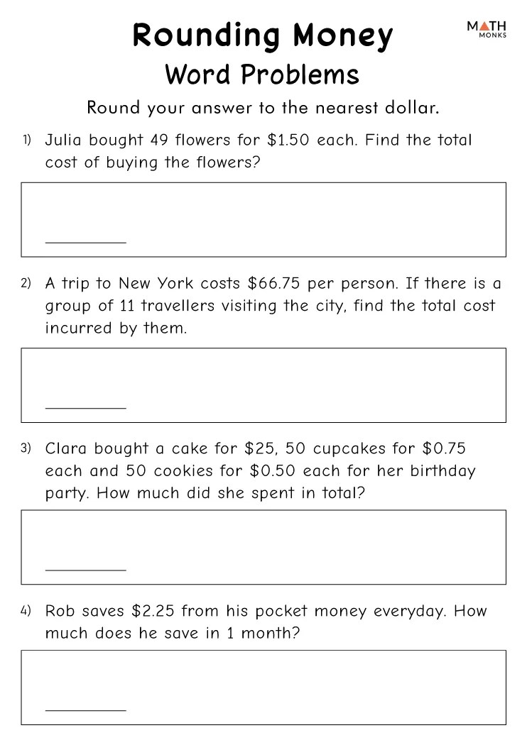 Word problems worksheets for grade 1 6 free download