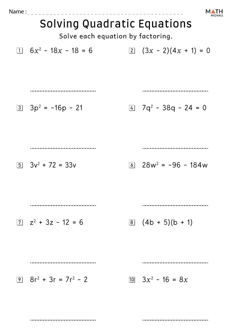Free Factoring Quadratics Worksheet - 8K Colorful Images for Desktop