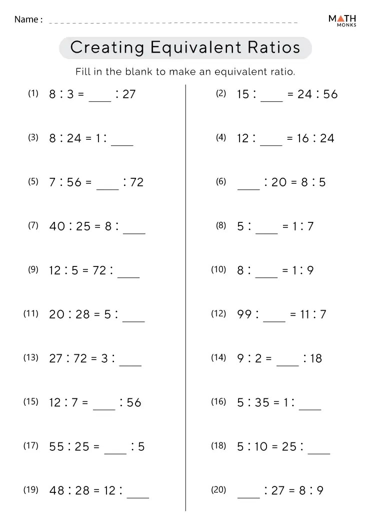 Ratio and proportion worksheets