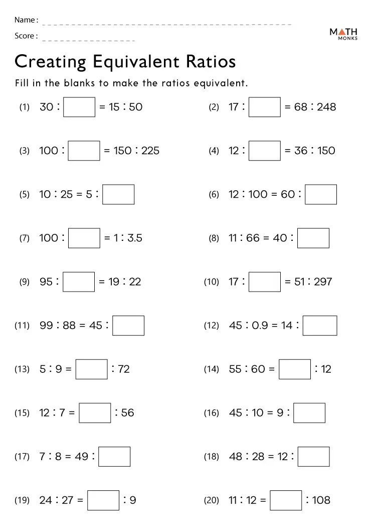 Ratio and proportion worksheets