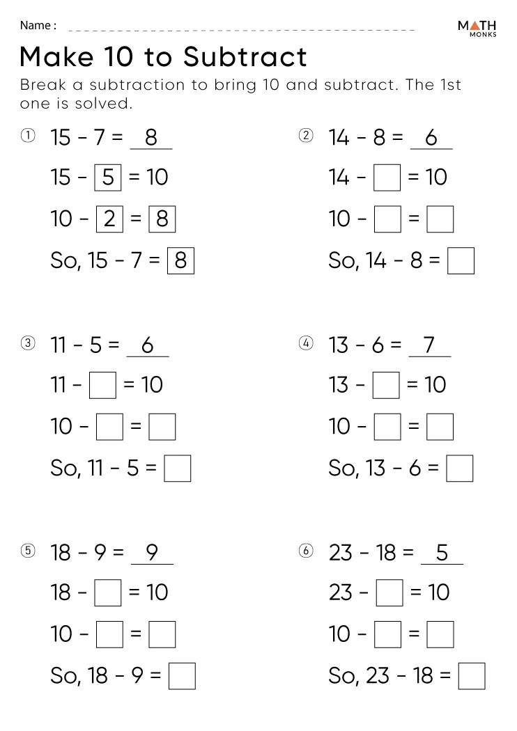 Subtraction worksheets