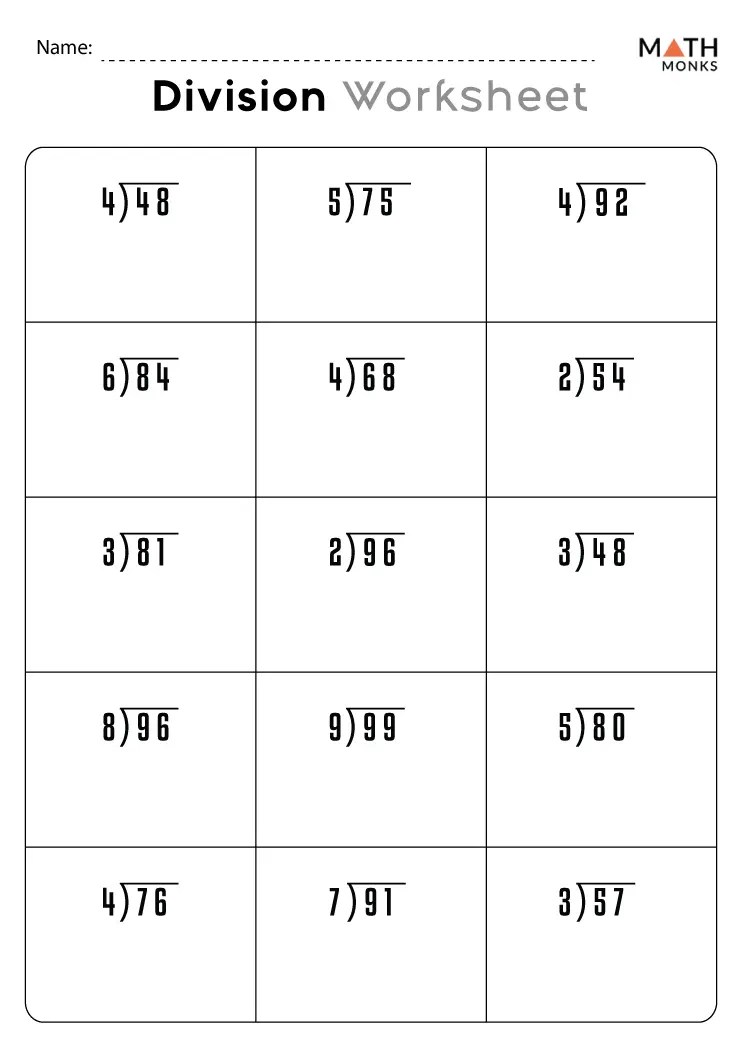 Division worksheets