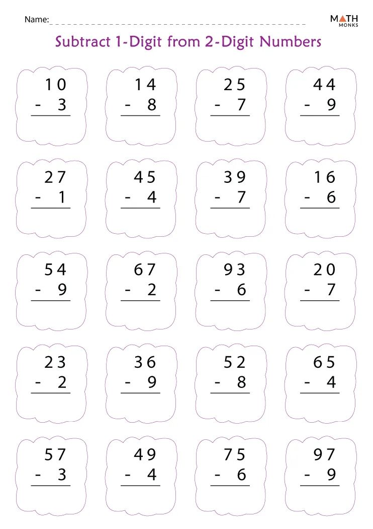Practice Subtracting Math Worksheet Pdf - Premium Mountain Design Gallery - HD
