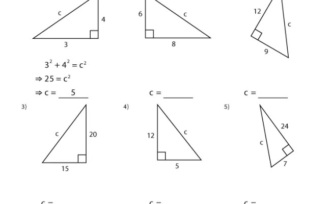 Pythagorean Theorem Worksheets - Math Monks