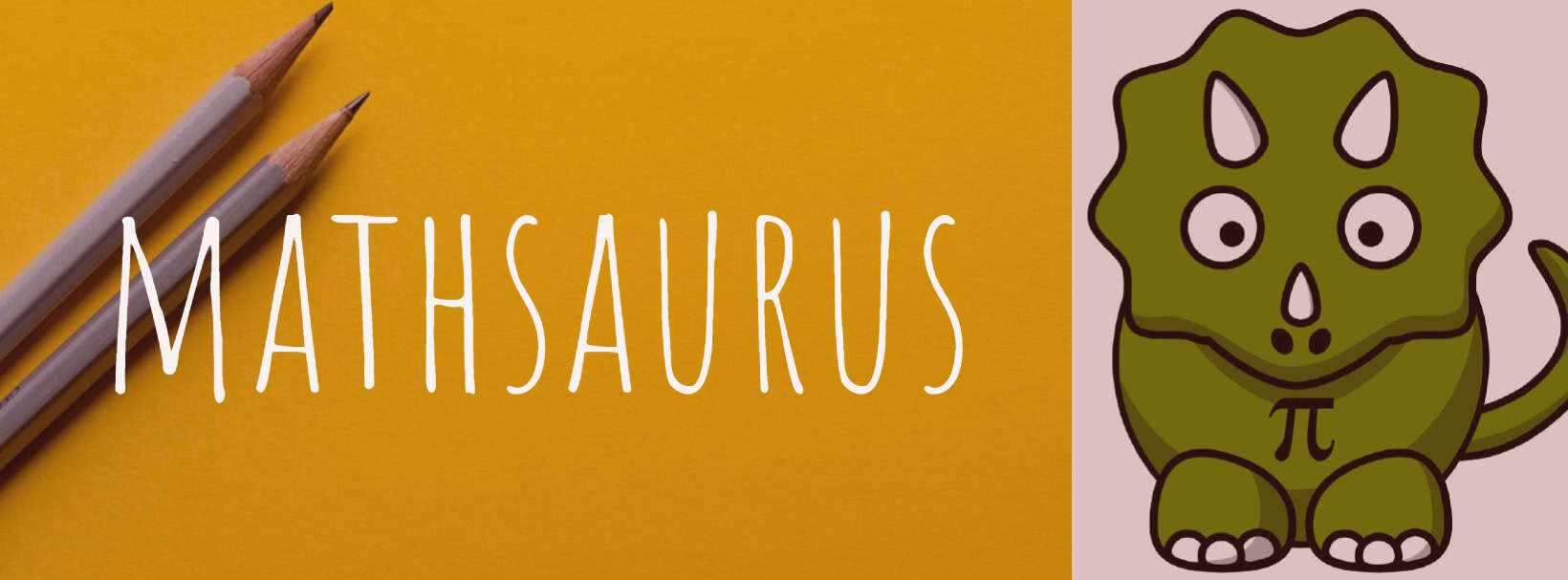Mathsaurus logo featuring a cartoon dinosaur mascot on a yellow background.