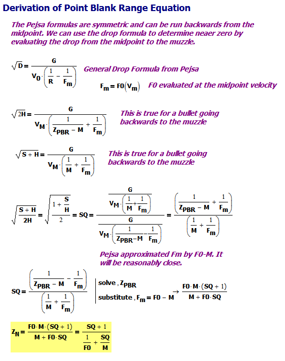 Derivation of Pejsa PointBlank Range Formula Math Encounters Blog