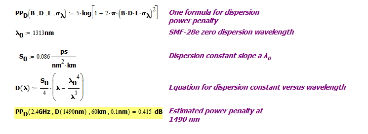 Optical Power Budgets and A Quick Dispersion Calculation Math